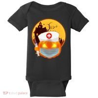 Spooky Halloween Nurse Pumpkin Baby Bodysuit thumb 0