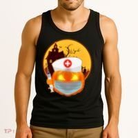 Spooky Halloween Nurse Pumpkin Tank Top thumb 3