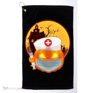 Spooky Halloween Nurse Pumpkin Golf Towel