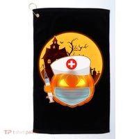 Spooky Halloween Nurse Pumpkin Golf Towel thumb 0