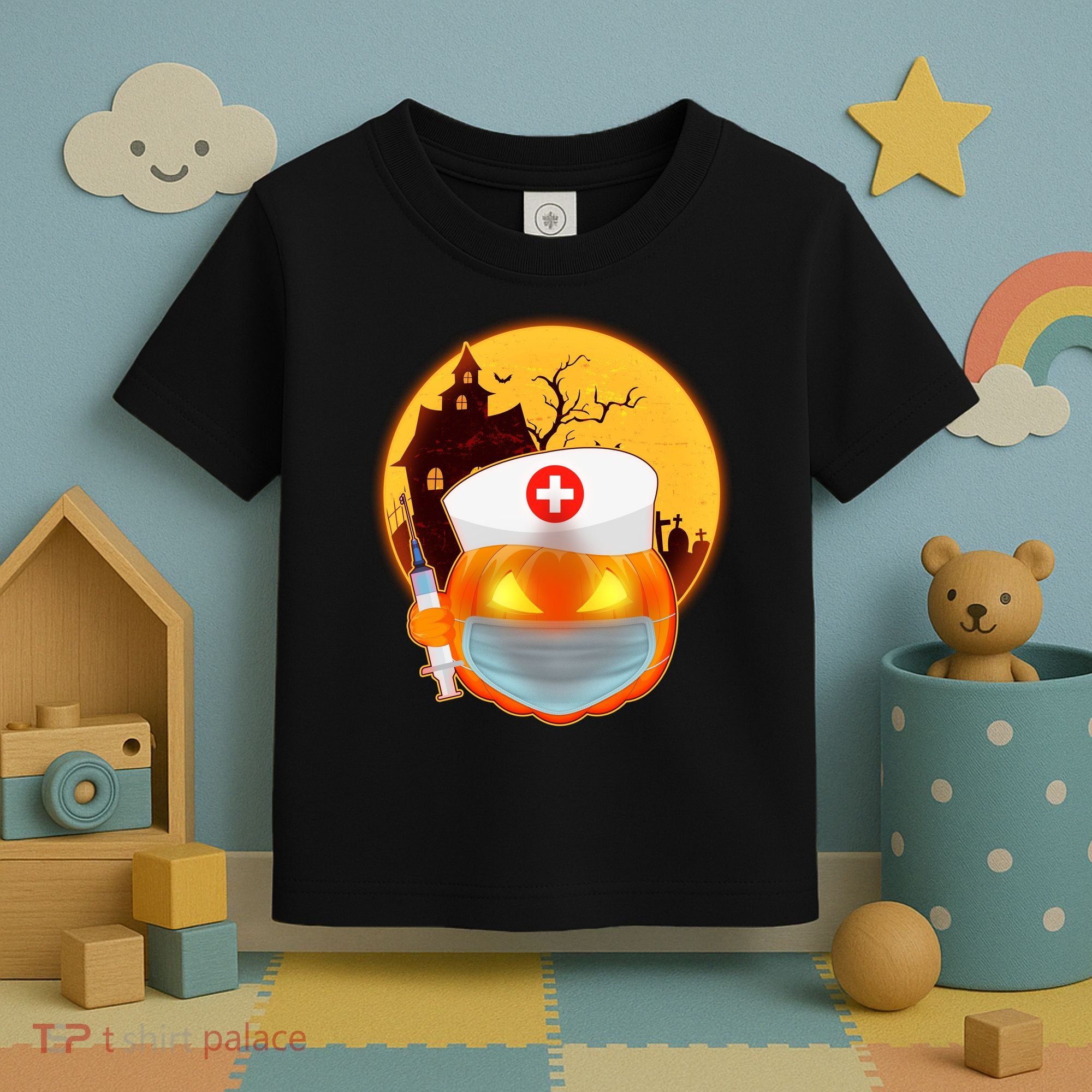 Spooky Halloween Nurse Pumpkin Toddler T-Shirt