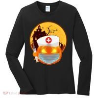Spooky Halloween Nurse Pumpkin Women's Long Sleeve Shirt thumb 0