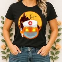 Spooky Halloween Nurse Pumpkin Women's T-Shirt thumb 2