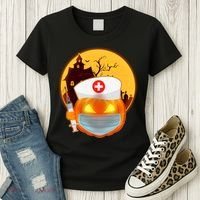 Spooky Halloween Nurse Pumpkin Women's T-Shirt thumb 3
