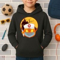 Spooky Halloween Nurse Pumpkin Kids Hoodie thumb 2