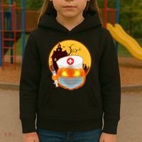 Spooky Halloween Nurse Pumpkin Kids Hoodie thumb 3