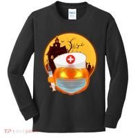 Spooky Halloween Nurse Pumpkin Kids Long Sleeve Shirt thumb 0