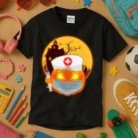 Spooky Halloween Nurse Pumpkin Kids T-Shirt thumb 3