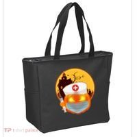 Spooky Halloween Nurse Pumpkin Tote Bag thumb 2