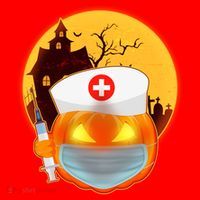 Spooky Halloween Nurse Pumpkin Santa Hat thumb 1