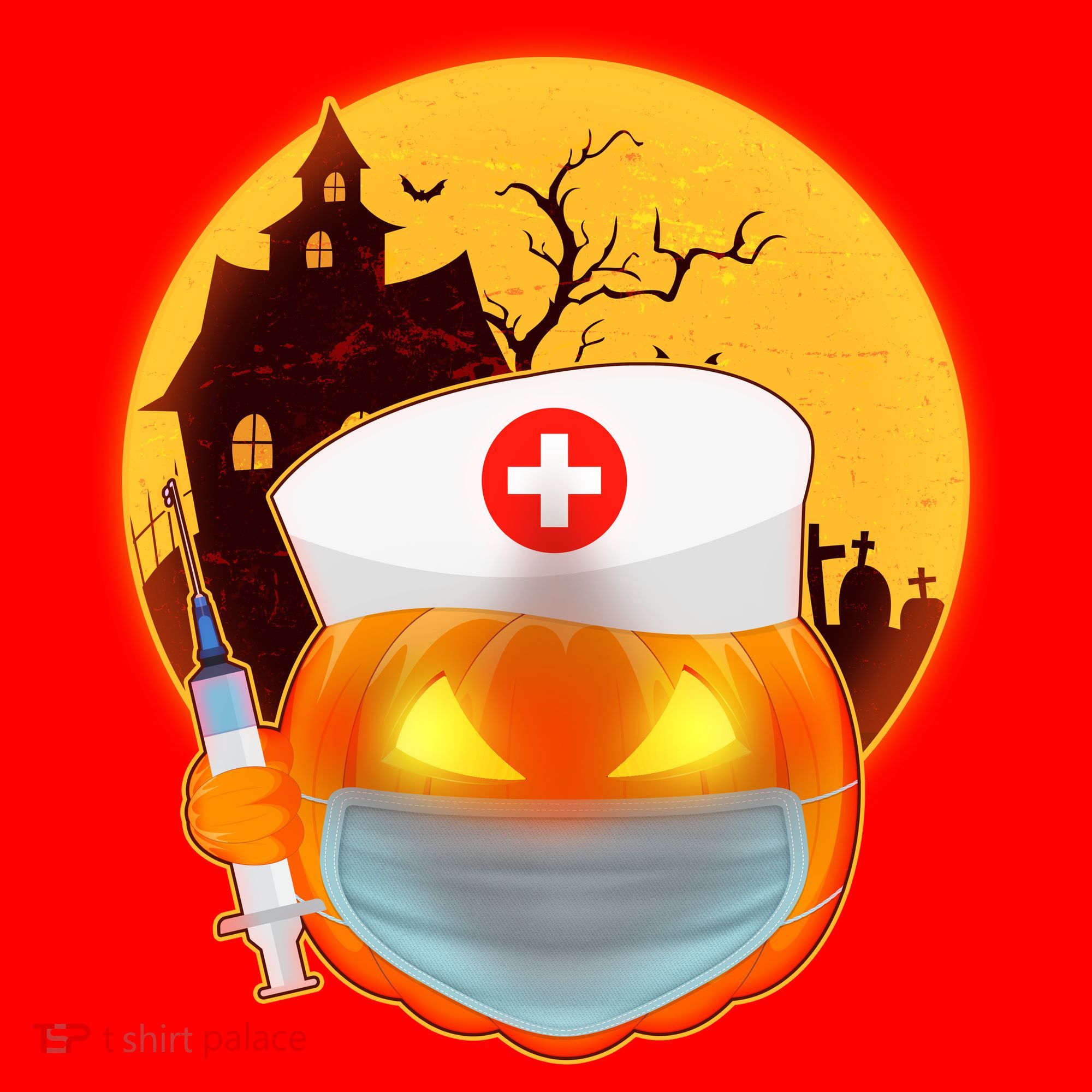 Spooky Halloween Nurse Pumpkin Santa Hat
