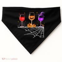 Spooky Wine Glasses USA-Made Doggie Bandana thumb 0