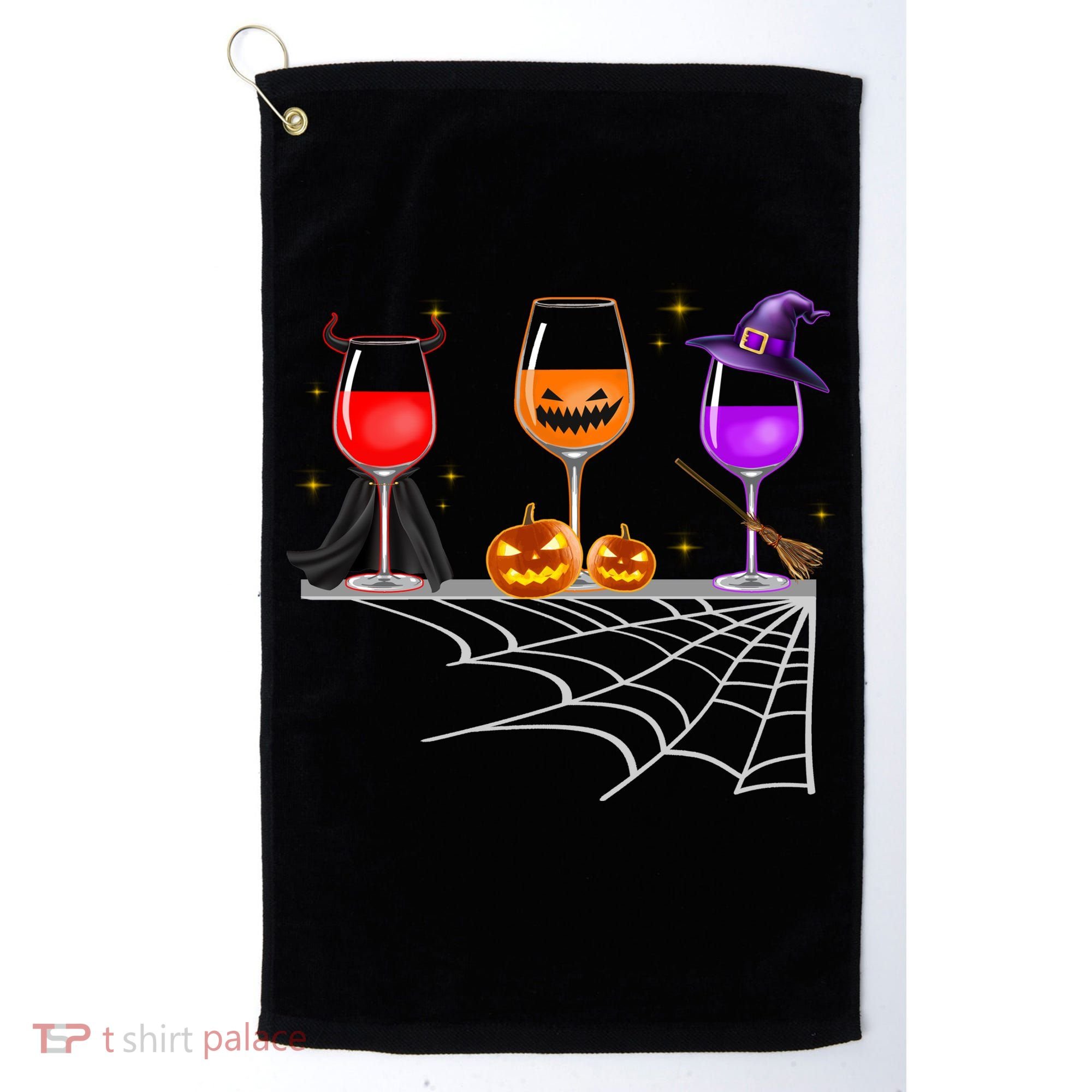 Spooky Wine Glasses Golf Towel