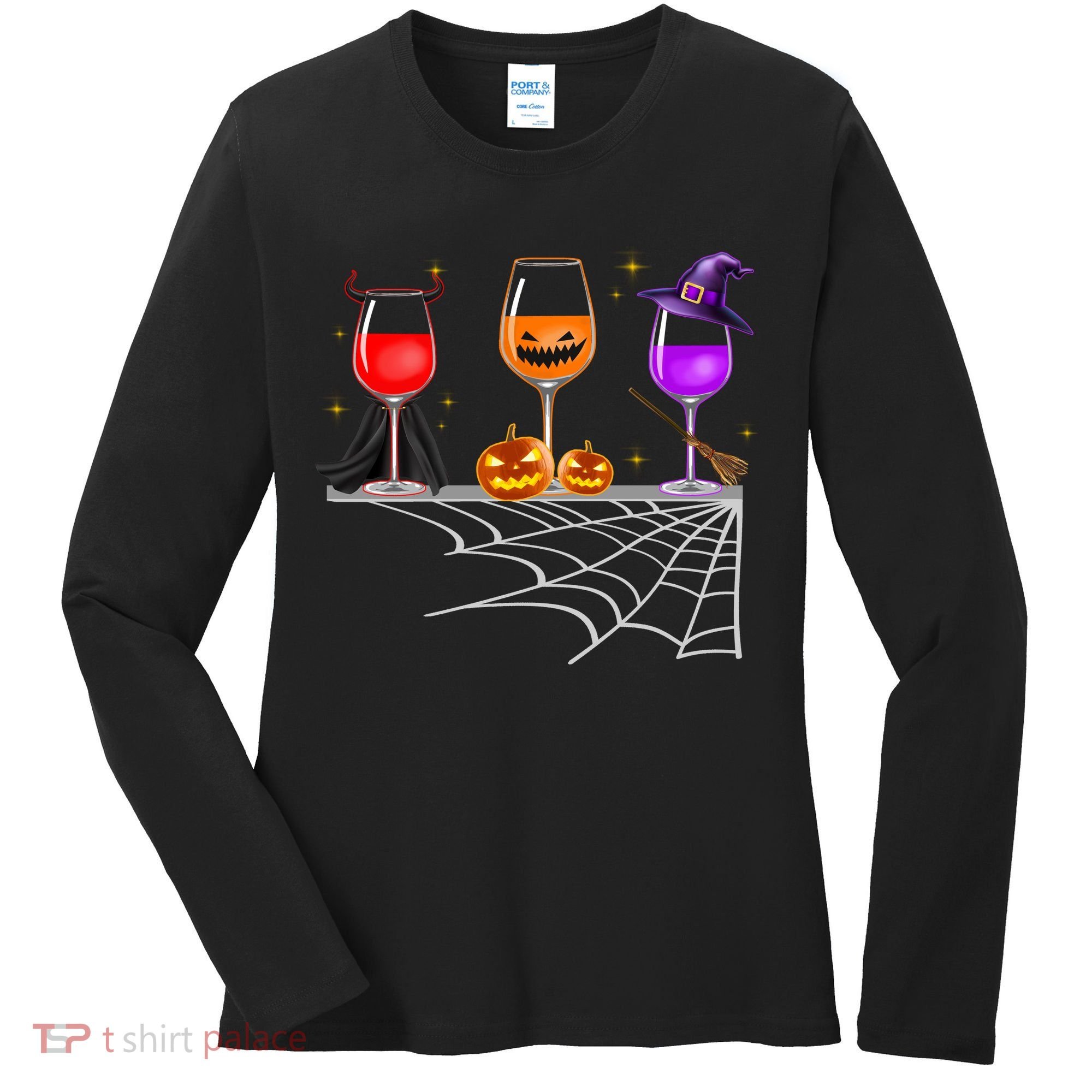 Spooky Wine Glasses Women's Long Sleeve Shirt
