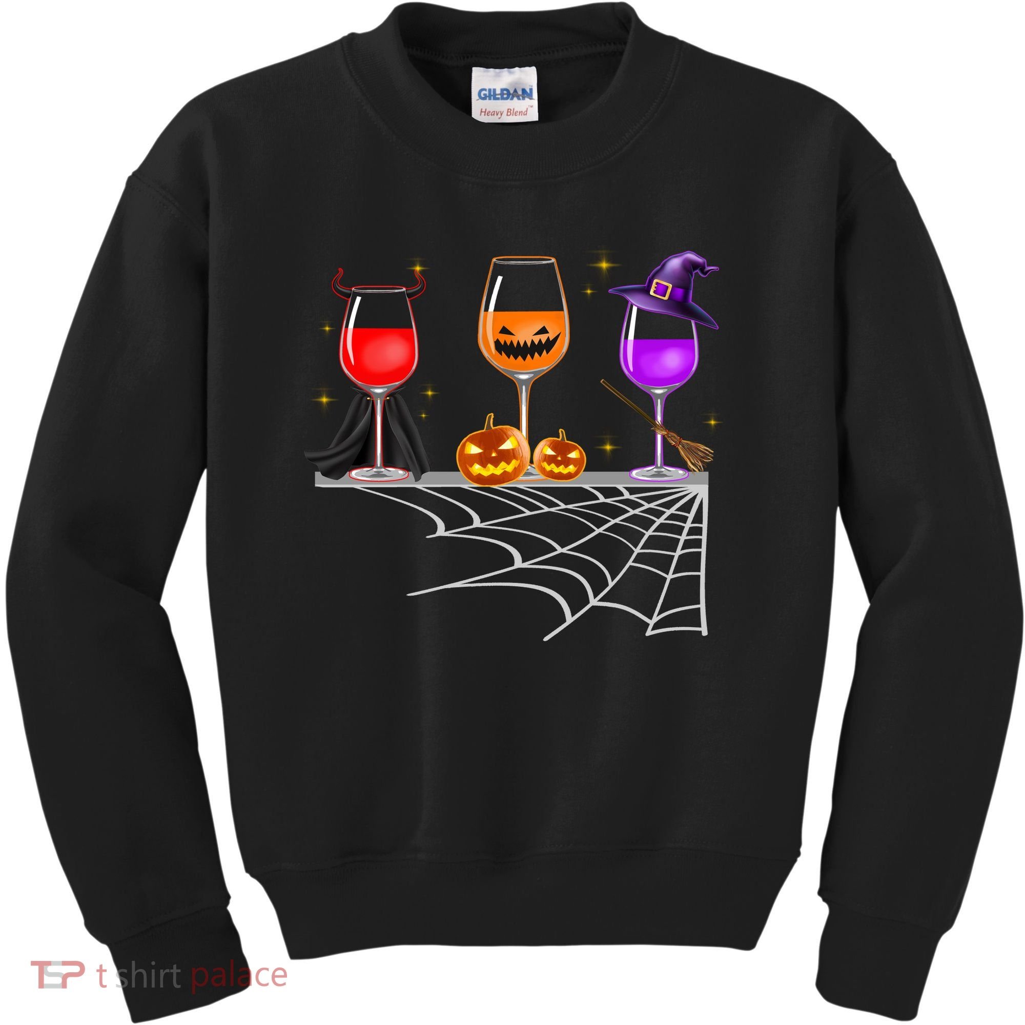 Spooky Wine Glasses Kids Sweatshirt