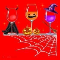 Spooky Wine Glasses Santa Hat thumb 1