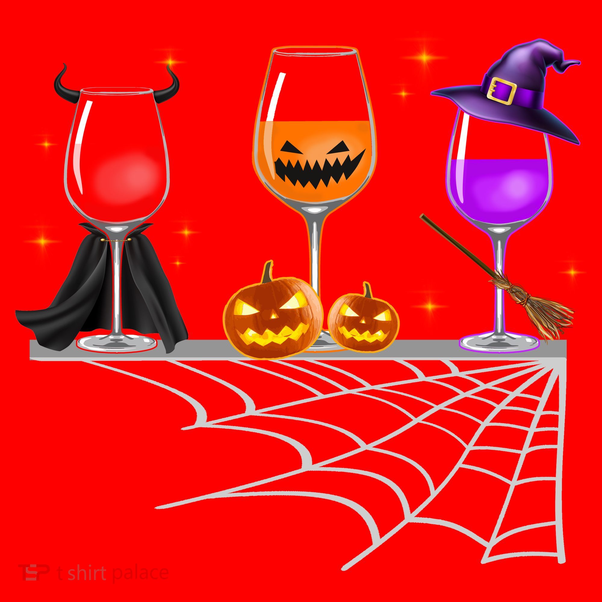 Spooky Wine Glasses Santa Hat
