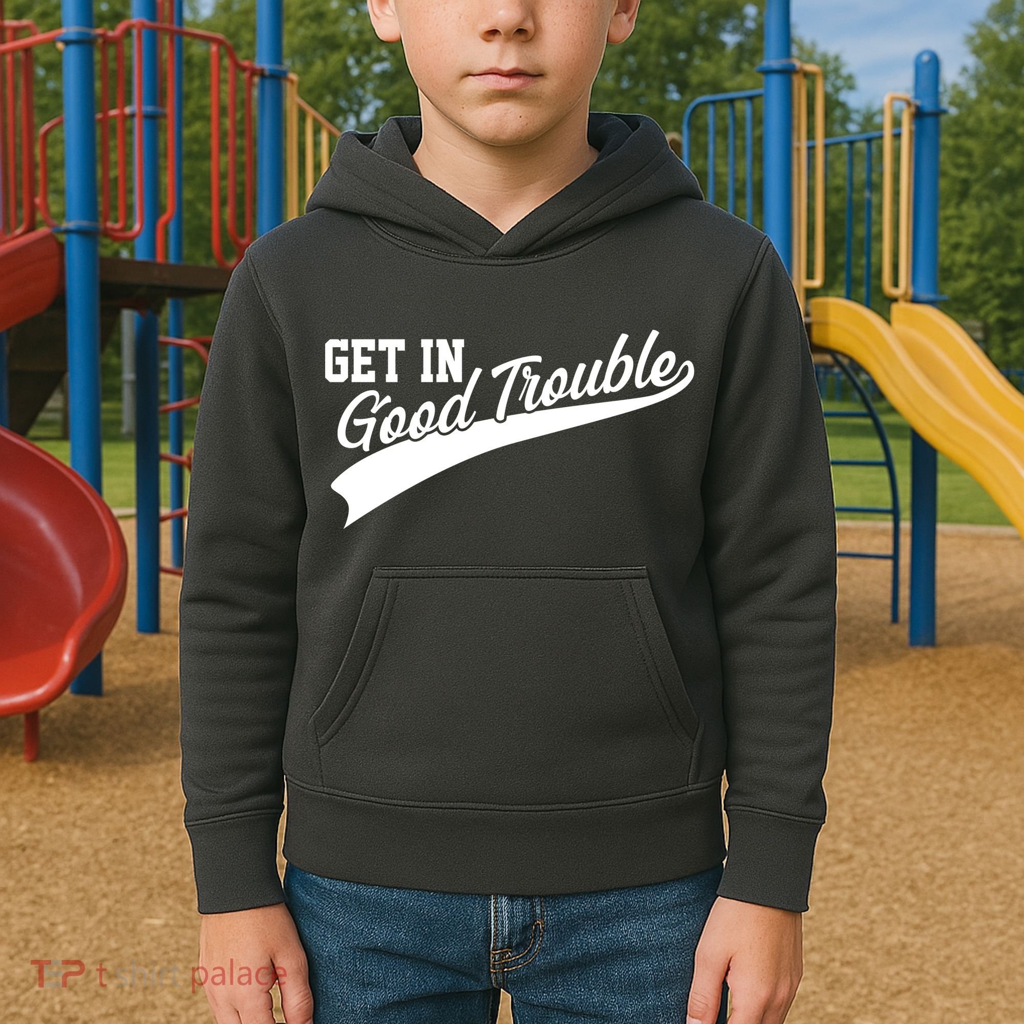Sporty Get In Good Trouble John Lewis Tribute Kids Hoodie
