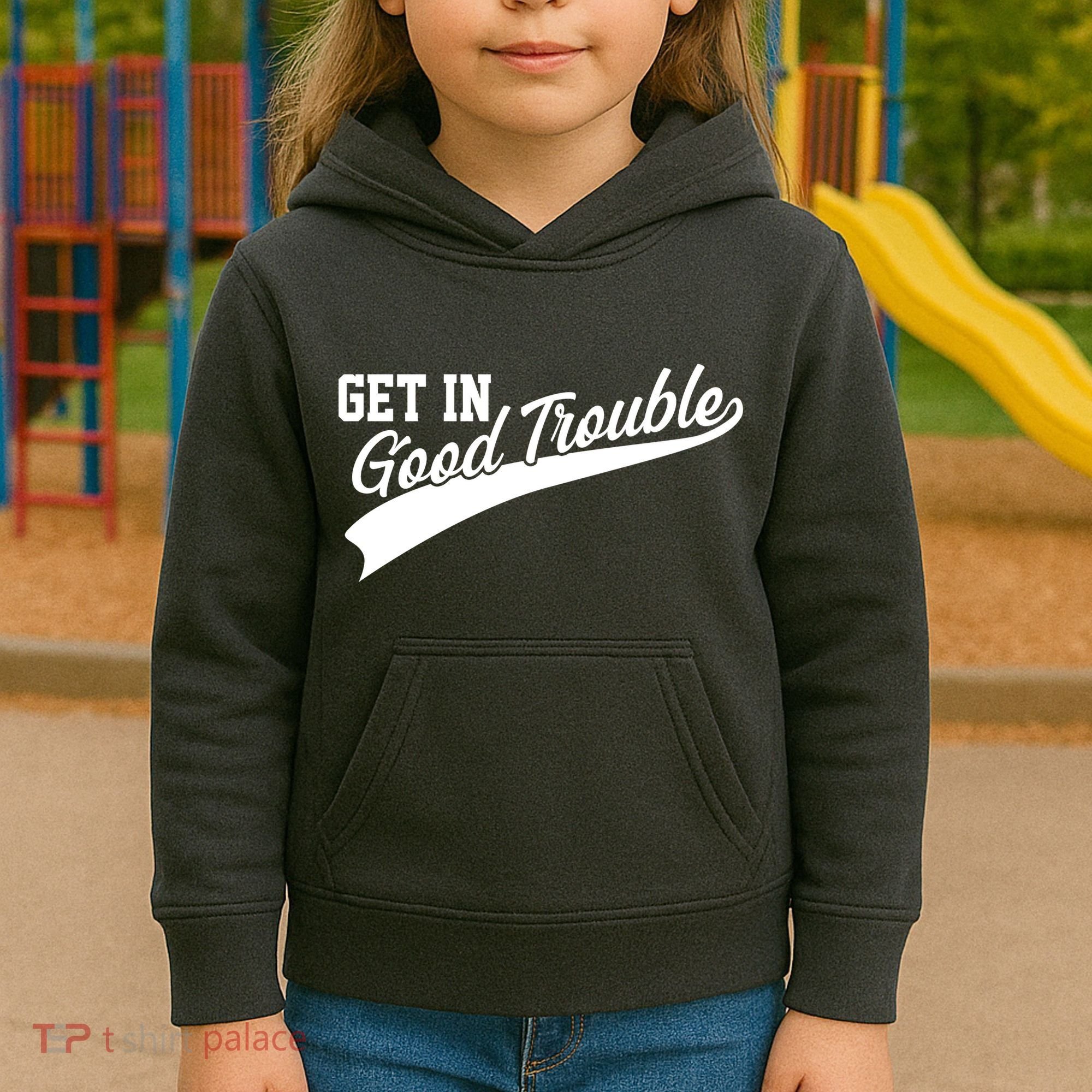 Sporty Get In Good Trouble John Lewis Tribute Kids Hoodie
