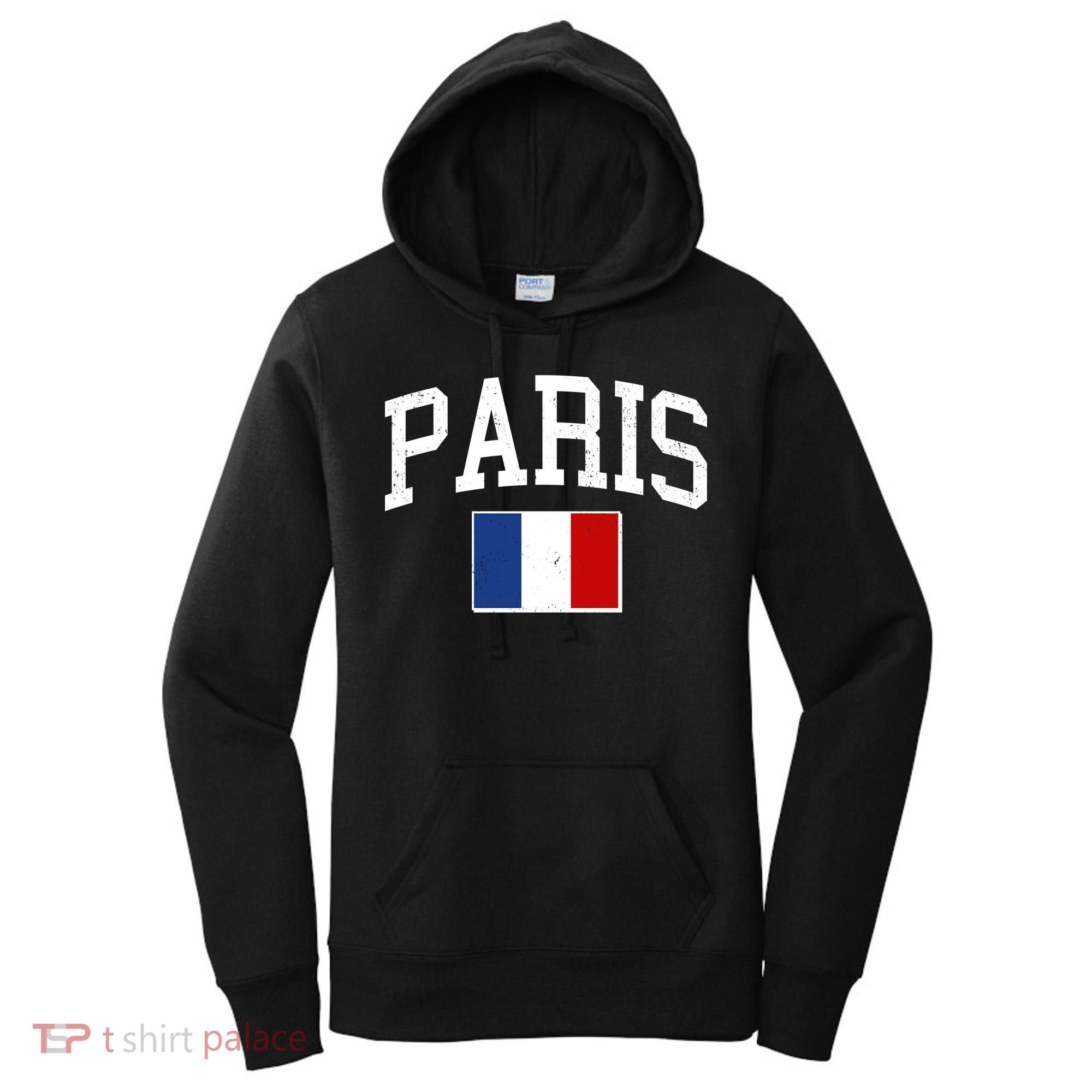 Sporty Paris France Flag Logo Sports Fan Women's Hoodie