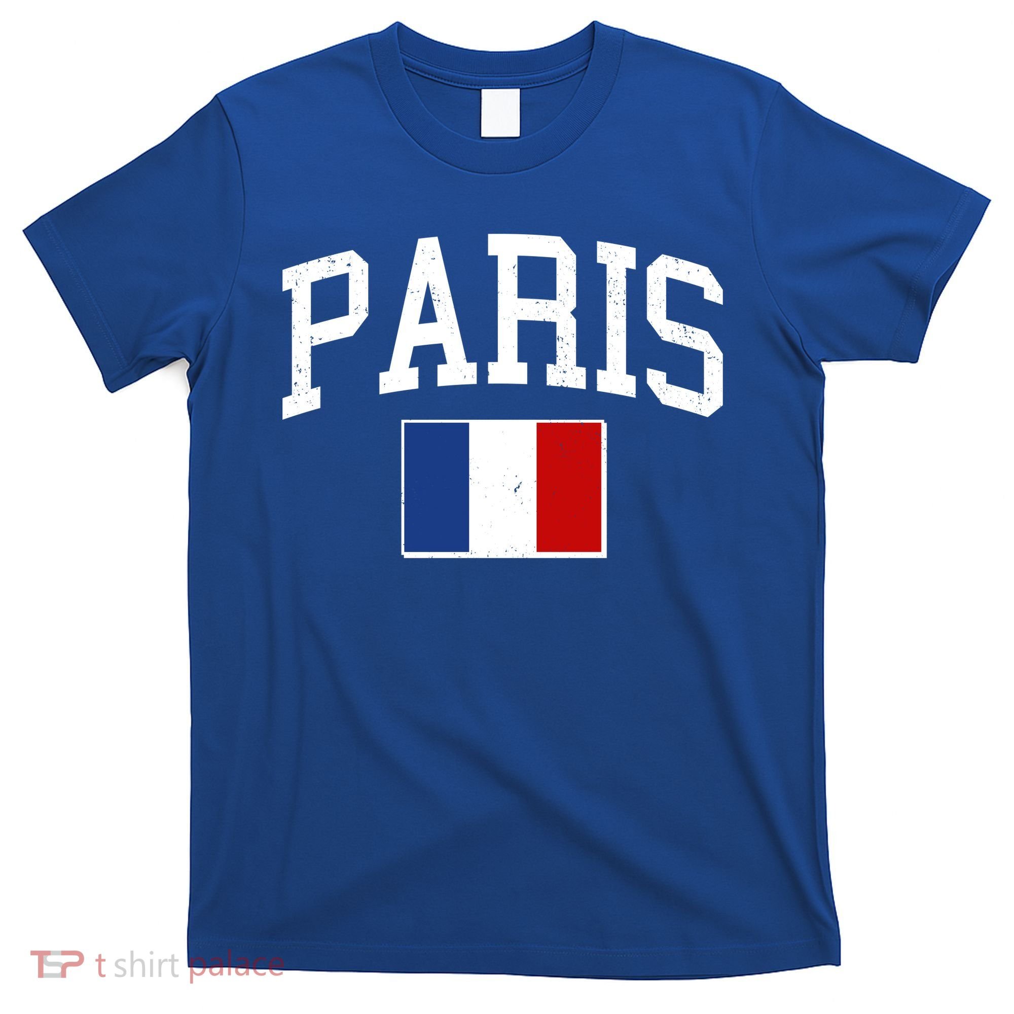 Sporty Paris France Flag Logo Sports Fan T-Shirt