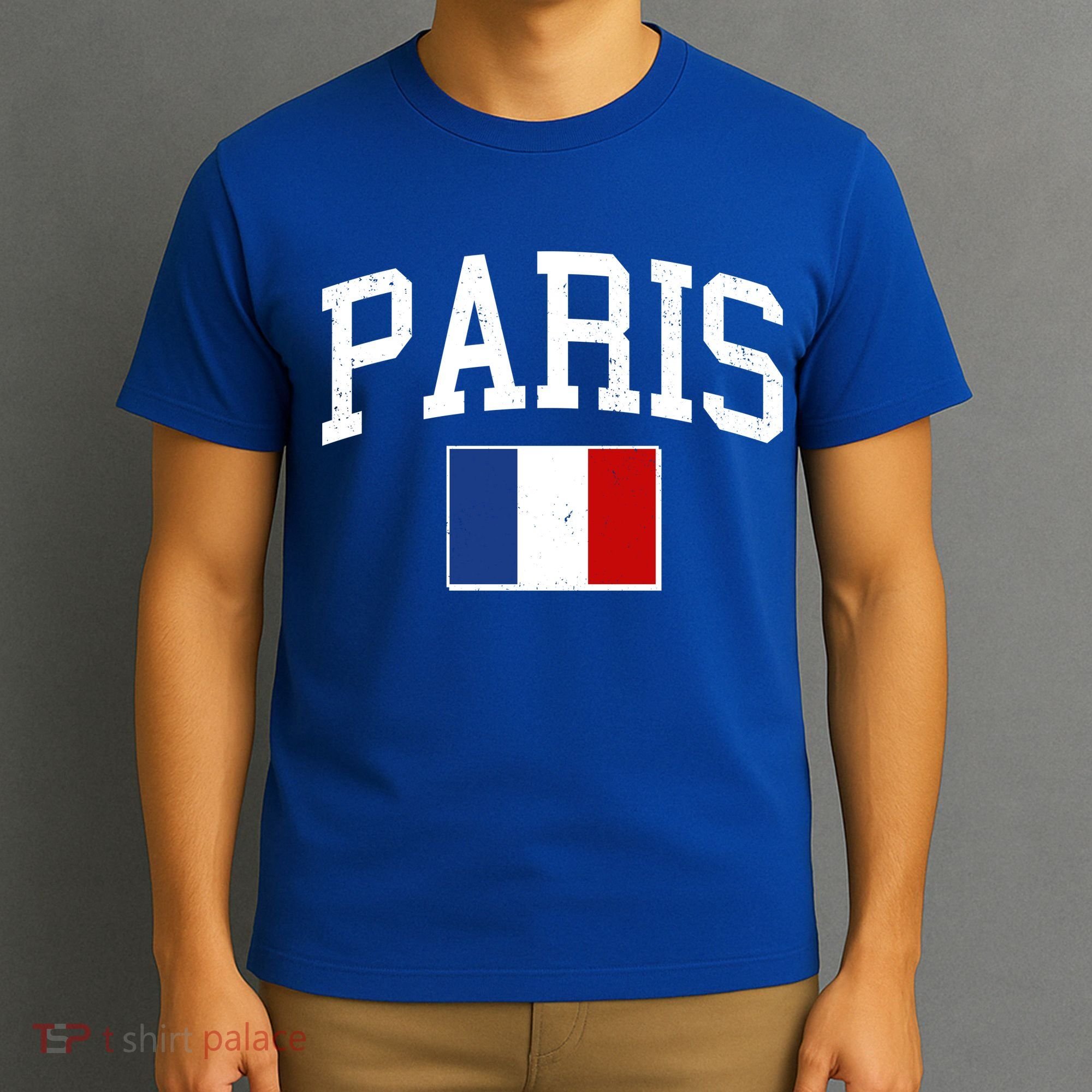 Sporty Paris France Flag Logo Sports Fan T-Shirt