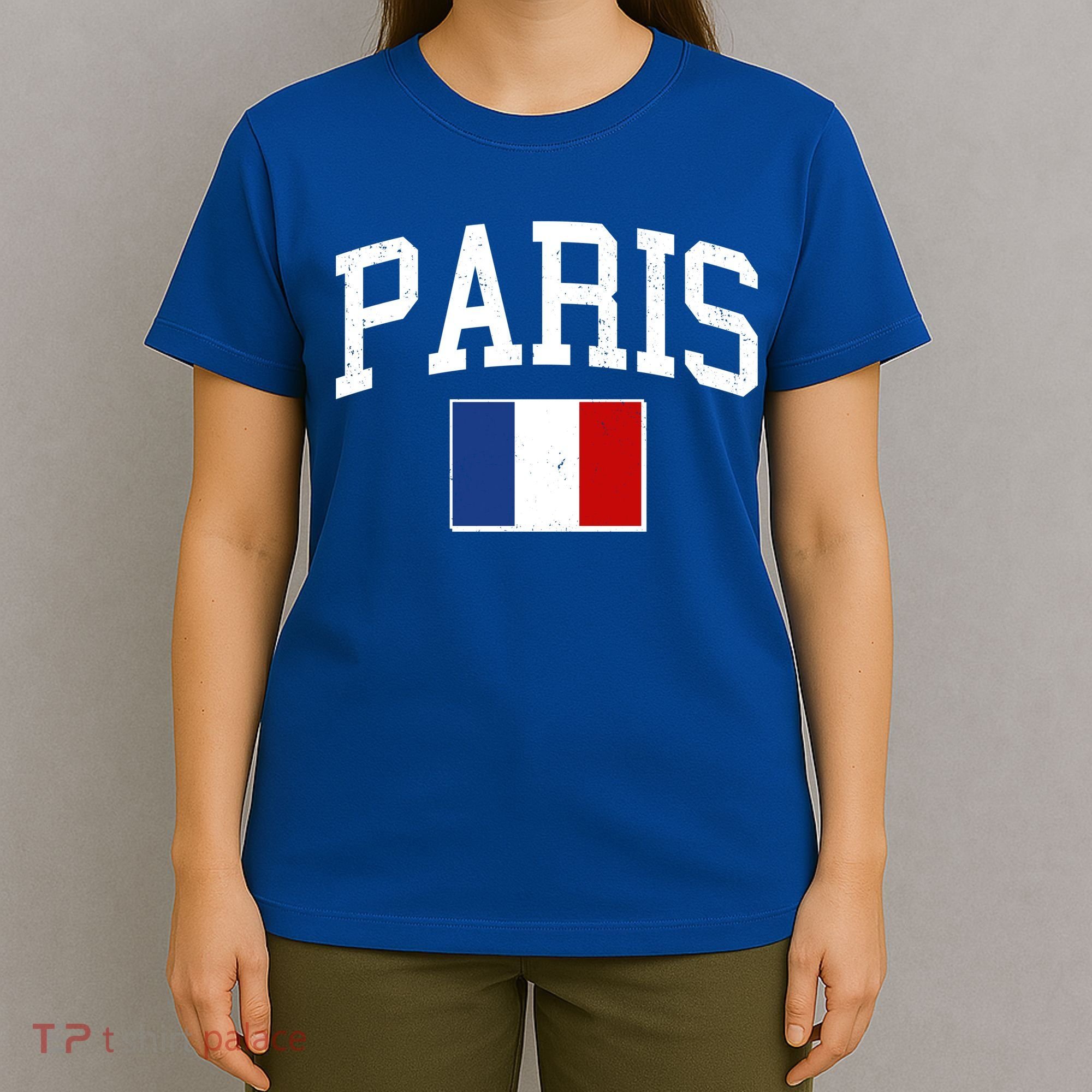 Sporty Paris France Flag Logo Sports Fan T-Shirt