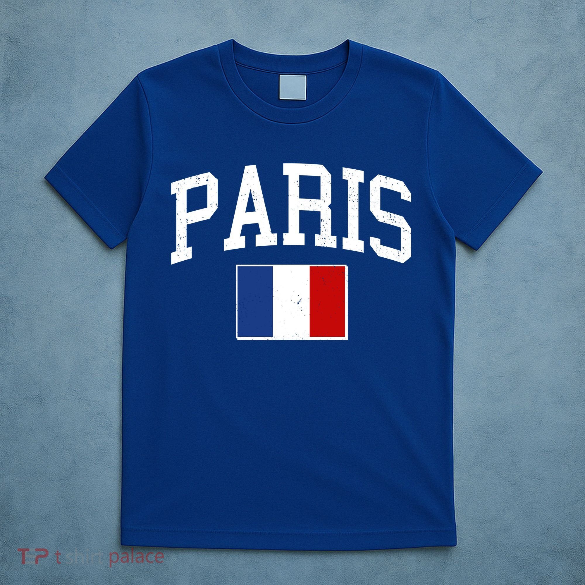 Sporty Paris France Flag Logo Sports Fan T-Shirt