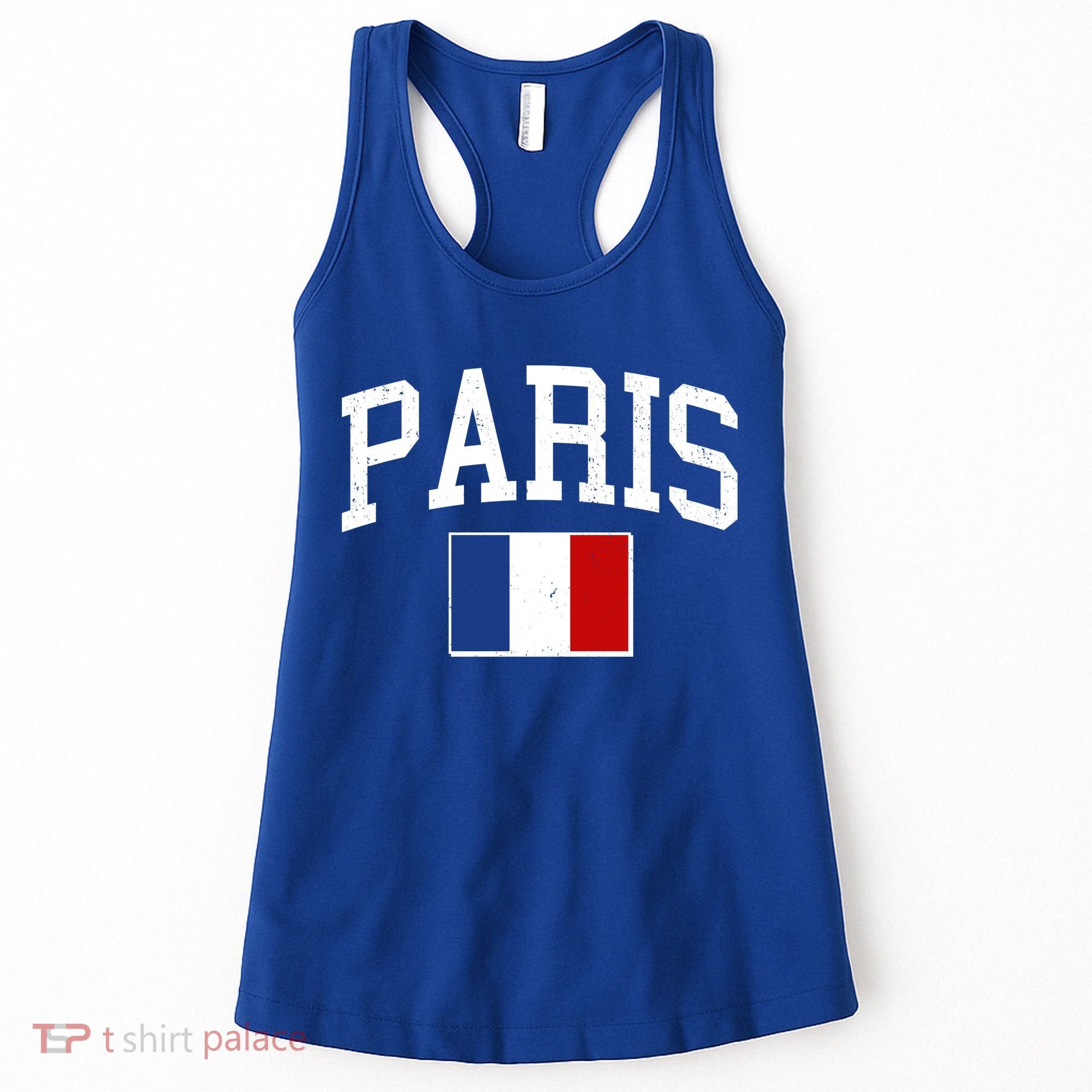 Sporty Paris France Flag Logo Sports Fan Women's Tank Top
