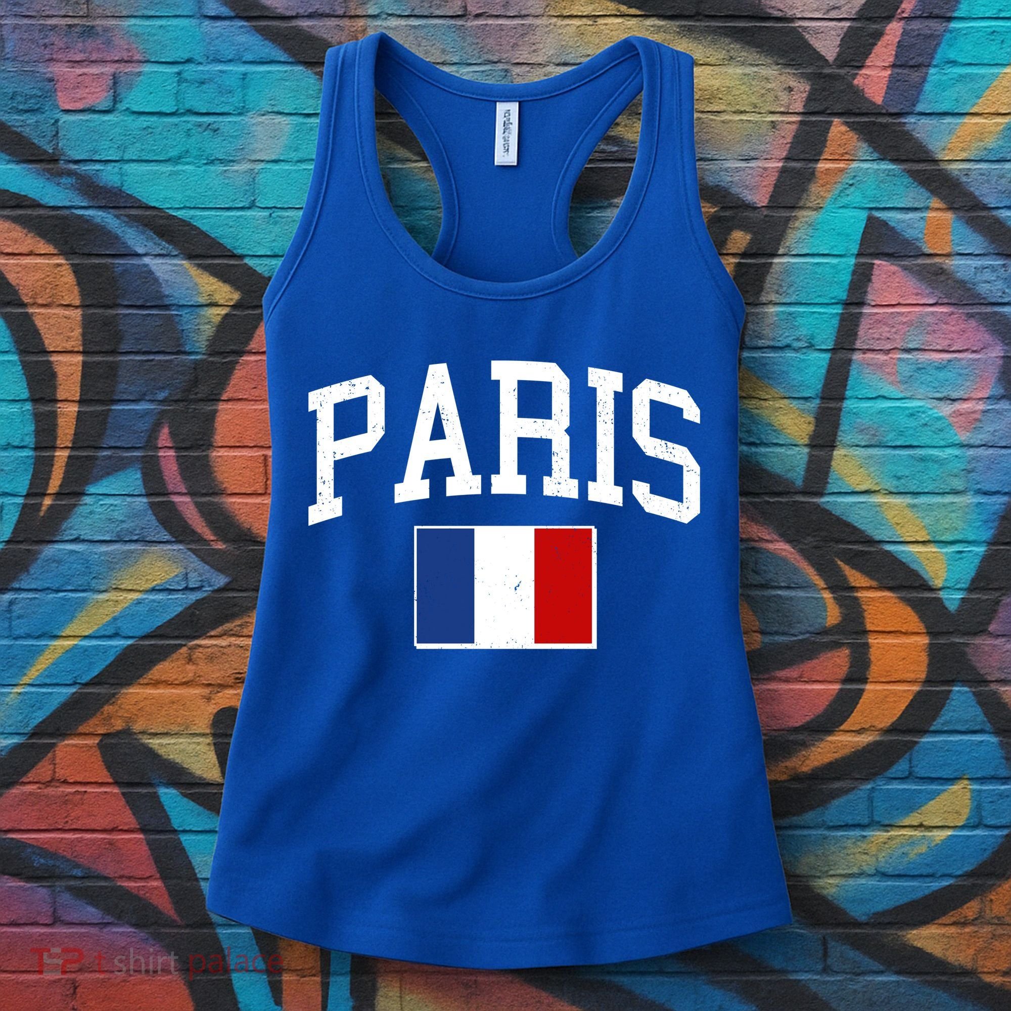 Sporty Paris France Flag Logo Sports Fan Women's Tank Top