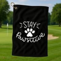 Stay Pawsitive (Positive) Gift Golf Towel thumb 1