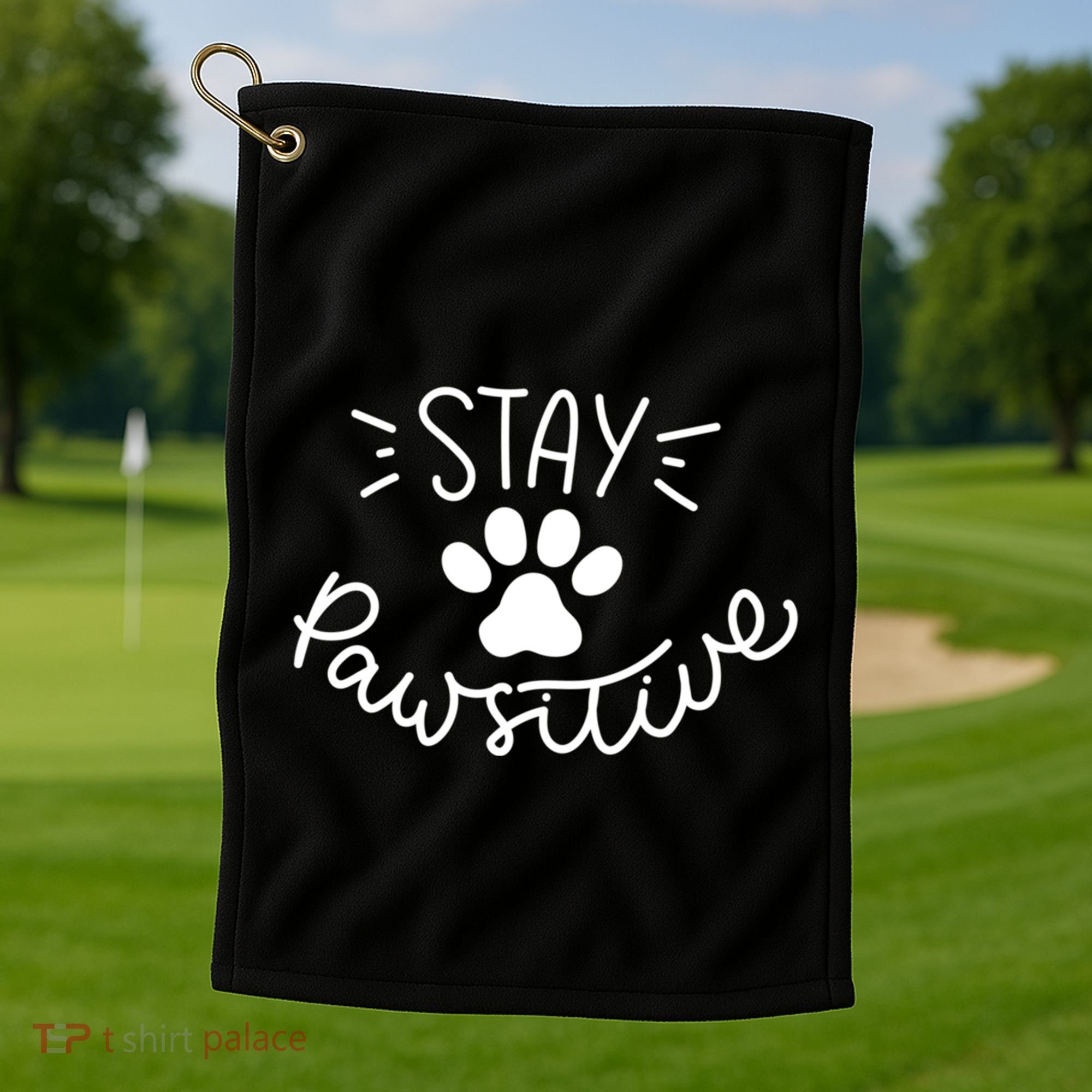 Stay Pawsitive (Positive) Gift Golf Towel