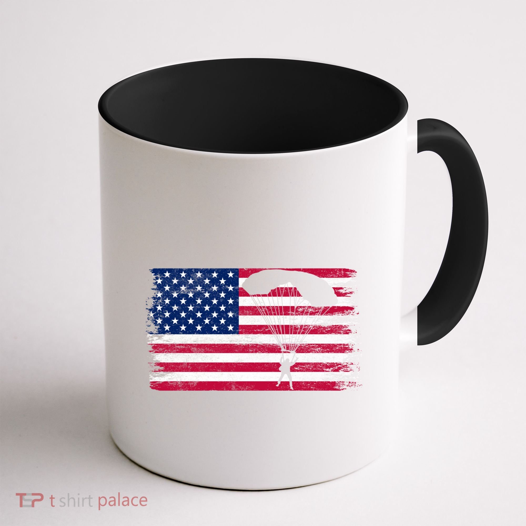 Sky Paraglider Paramotor Paragliding American Flag Skydiving Gift Coffee Mug
