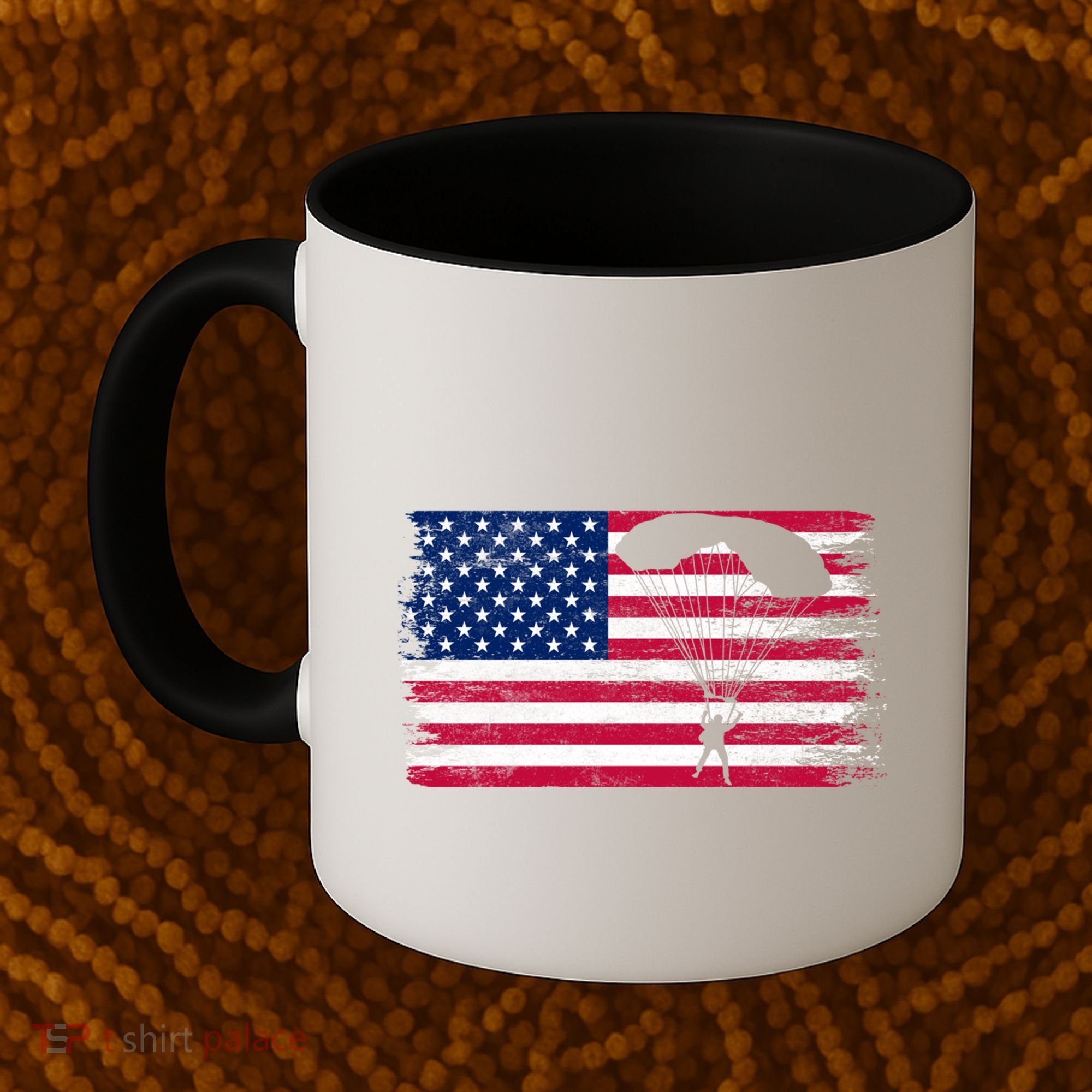 Sky Paraglider Paramotor Paragliding American Flag Skydiving Gift Coffee Mug