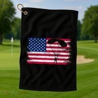 Sky Paraglider Paramotor Paragliding American Flag Skydiving Gift Golf Towel thumb 1