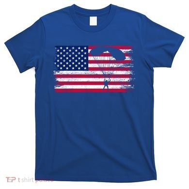 Sky Paraglider Paramotor Paragliding American Flag Skydiving Gift T-Shirt