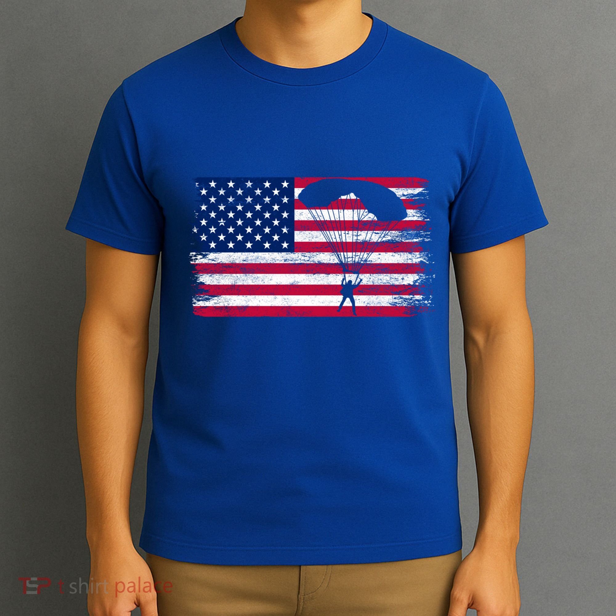 Sky Paraglider Paramotor Paragliding American Flag Skydiving Gift T-Shirt