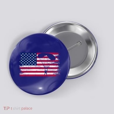 Sky Paraglider Paramotor Paragliding American Flag Skydiving Gift Button