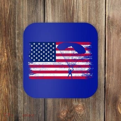 Sky Paraglider Paramotor Paragliding American Flag Skydiving Gift Coaster