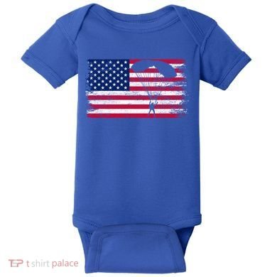 Sky Paraglider Paramotor Paragliding American Flag Skydiving Gift Baby Bodysuit