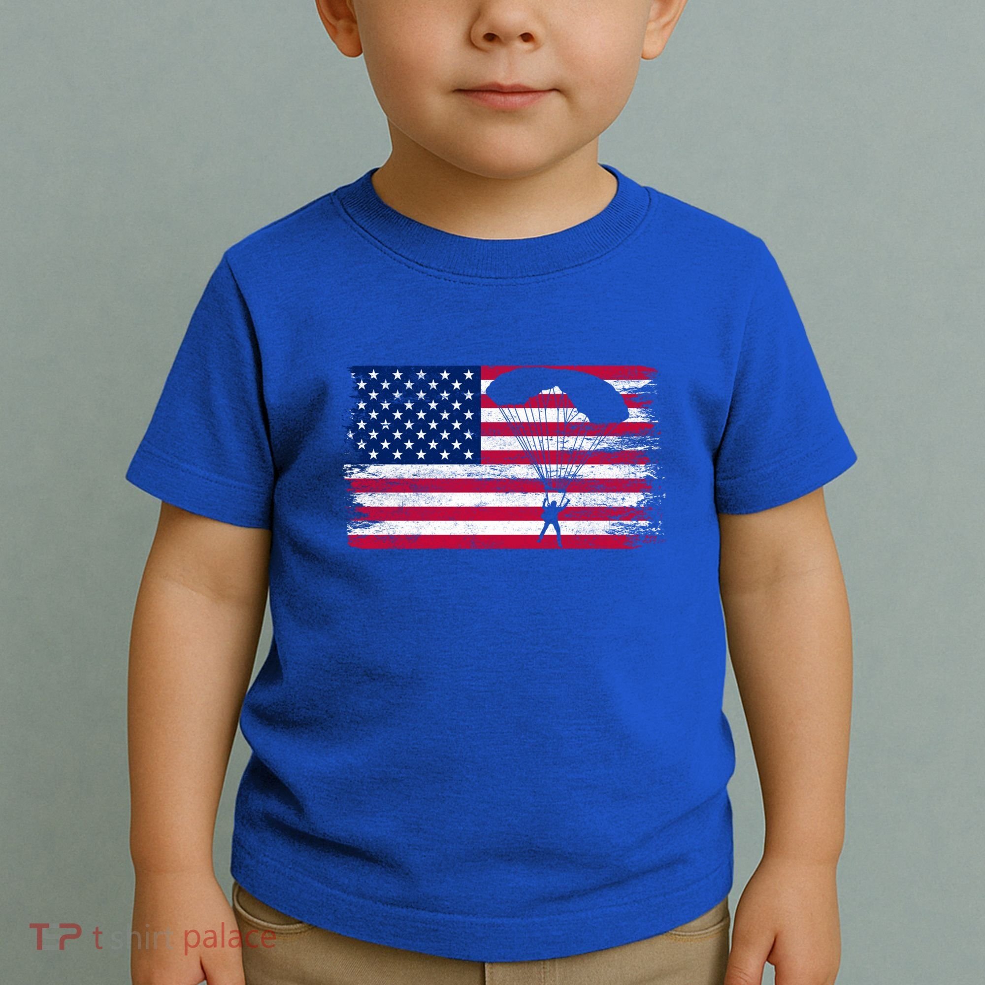 Sky Paraglider Paramotor Paragliding American Flag Skydiving Gift Toddler T-Shirt
