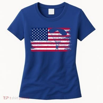 Sky Paraglider Paramotor Paragliding American Flag Skydiving Gift Women's T-Shirt