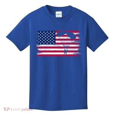 Sky Paraglider Paramotor Paragliding American Flag Skydiving Gift Kids T-Shirt
