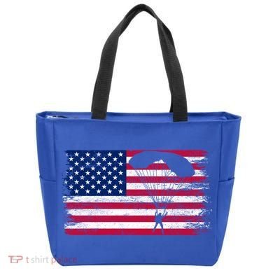 Sky Paraglider Paramotor Paragliding American Flag Skydiving Gift Tote Bag