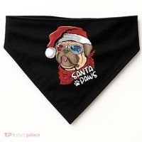 Santa Paws Pug Christmas Tee Kids Boys Xmas Funny Gift Pugmas Gift USA-Made Doggie Bandana thumb 0
