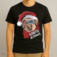Santa Paws Pug Christmas Tee Kids Boys Xmas Funny Gift Pugmas Gift T-Shirt thumb 3