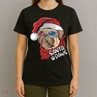 Santa Paws Pug Christmas Tee Kids Boys Xmas Funny Gift Pugmas Gift T-Shirt thumb 4