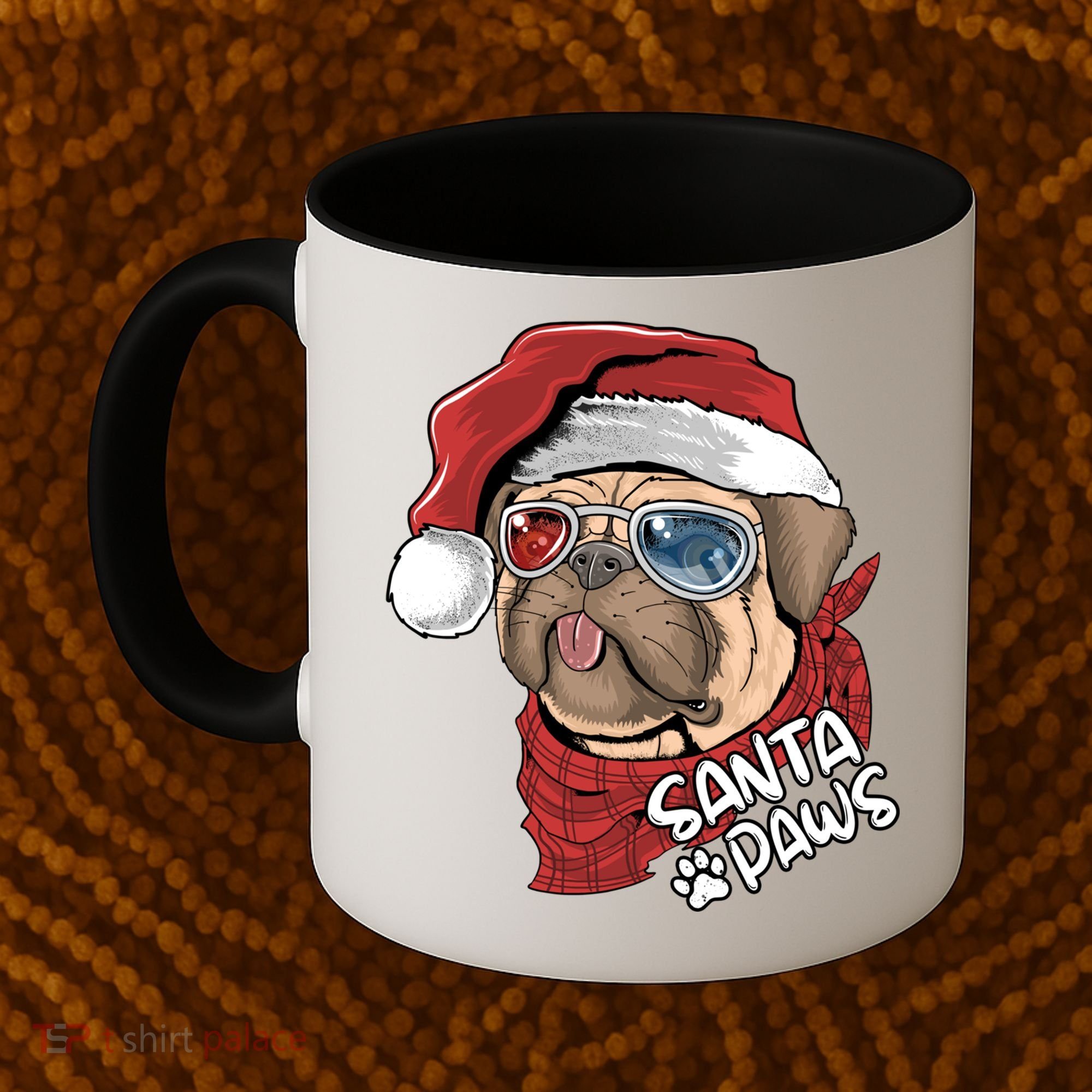 Santa Paws Pug Christmas Tee Kids Boys Xmas Funny Gift Pugmas Gift Coffee Mug