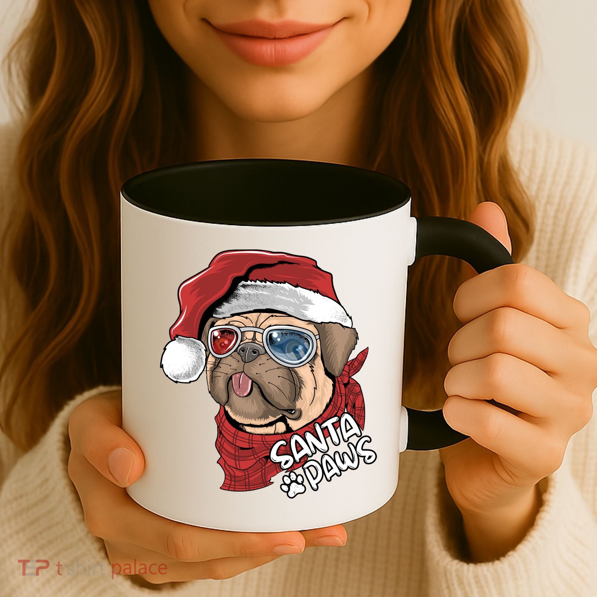Santa Paws Pug Christmas Tee Kids Boys Xmas Funny Gift Pugmas Gift Coffee Mug