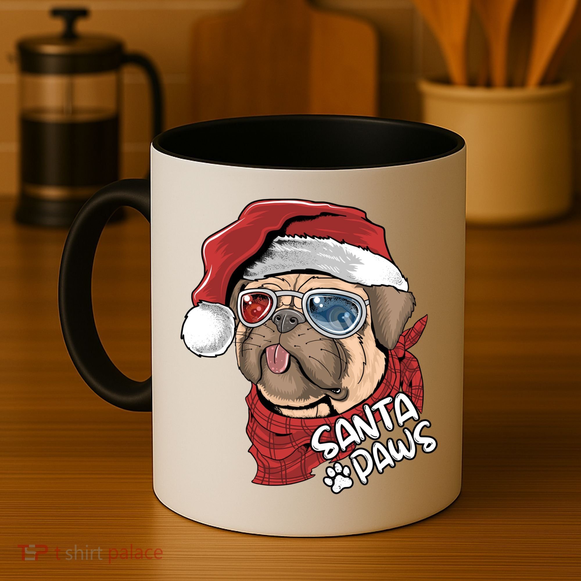 Santa Paws Pug Christmas Tee Kids Boys Xmas Funny Gift Pugmas Gift Coffee Mug